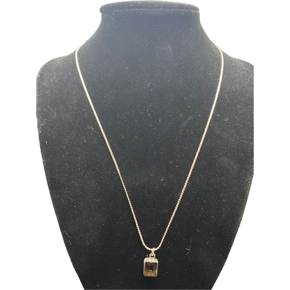 Smoky Quartz emerald cut Sterling Silver 925 Pendant
